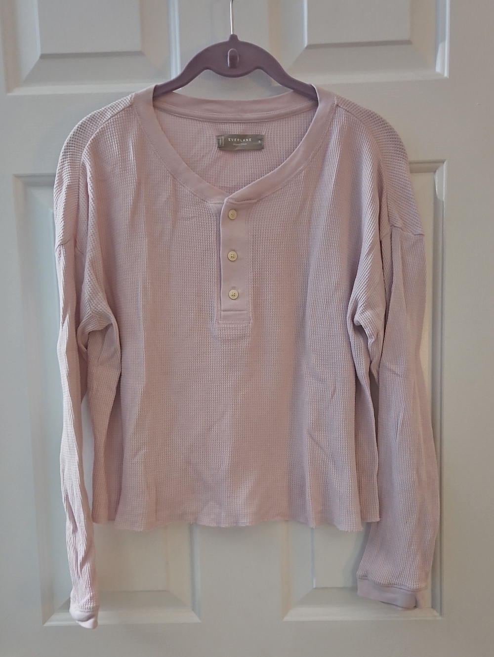 Everlane Long-Sleeve Waffle Henley in Pale Lavender
